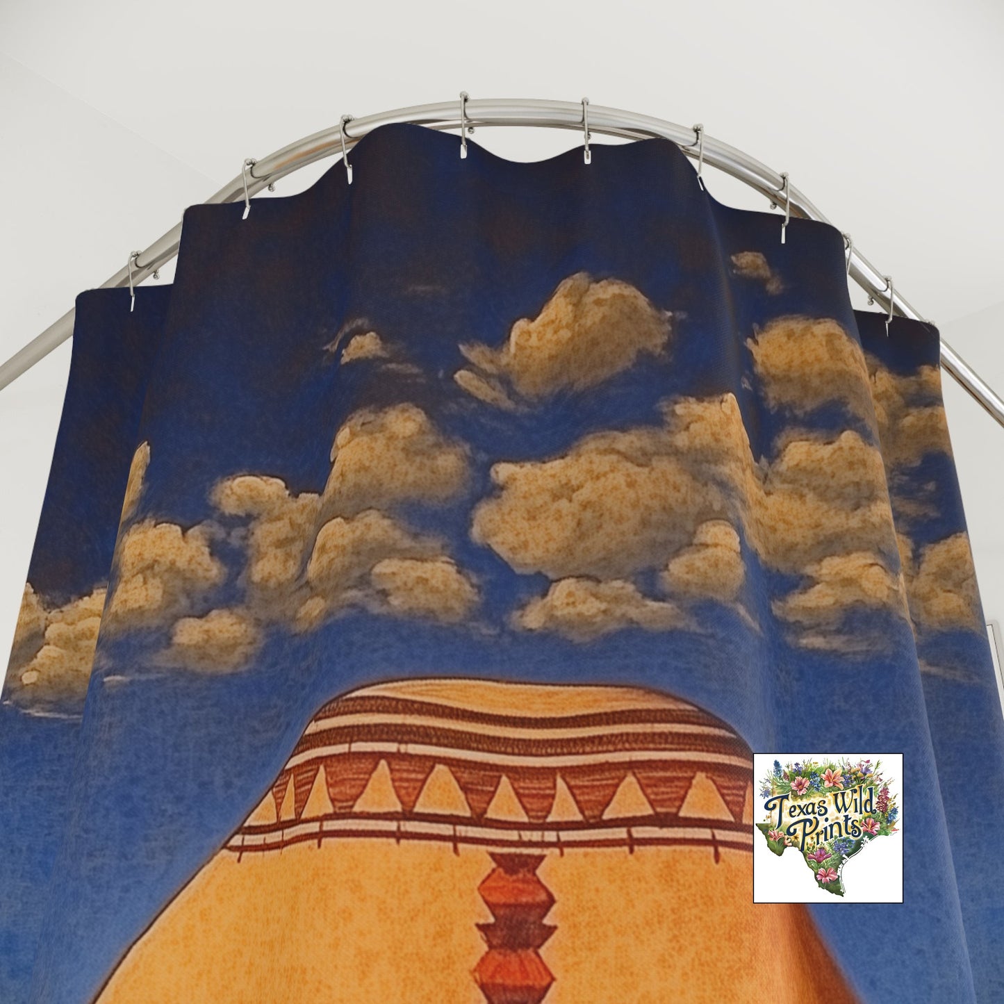 Southwestern Hogan Home Shower Curtain Tribal Inspired Art 71x74 Inch Rustic Bohemian Desert Bathroom Decor Unique Architectural Design