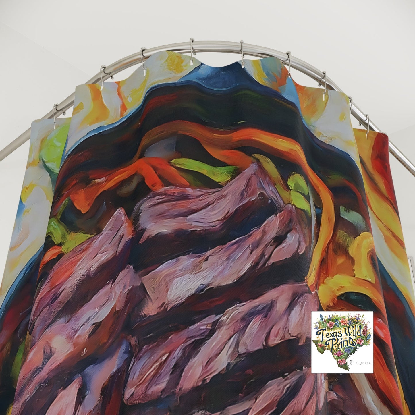 Skillet Fajitas Shower Curtain Tex Mex Food Art 71x74 Inch Southwestern Bath Decor Housewarming Gift Culinary Theme Multicultural Fiesta