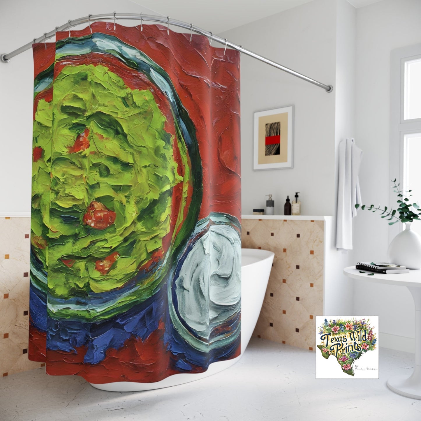 Festal Guacamole Sour Cream Shower Curtain Uncommon Southwestern Bath Decor 71x74 Inch Fabric Popular Gifts for Men Mexican Culture Art