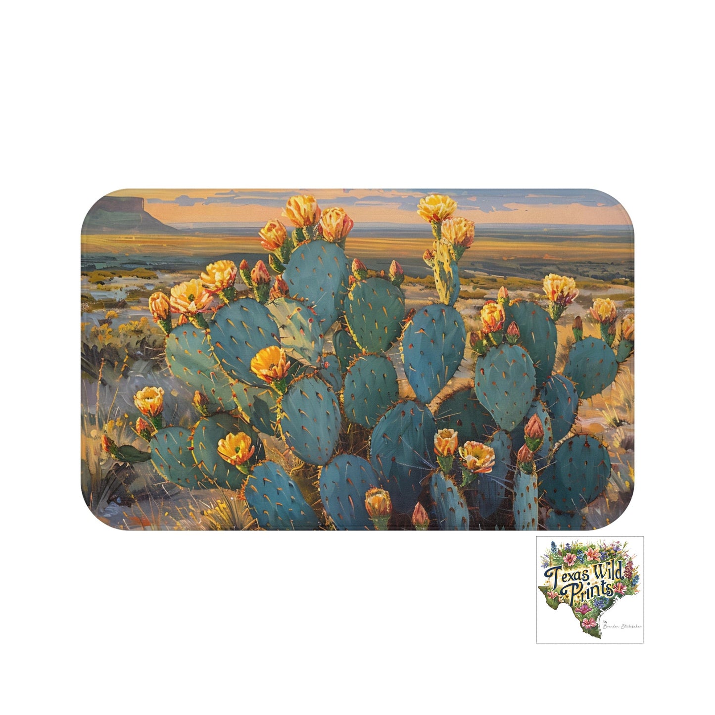 Small Large Prickly Pear Landscape Bath Mat Rustic Western Landscape Decor Farmhouse Bathroom Accent Gifts that Inspire Beauty