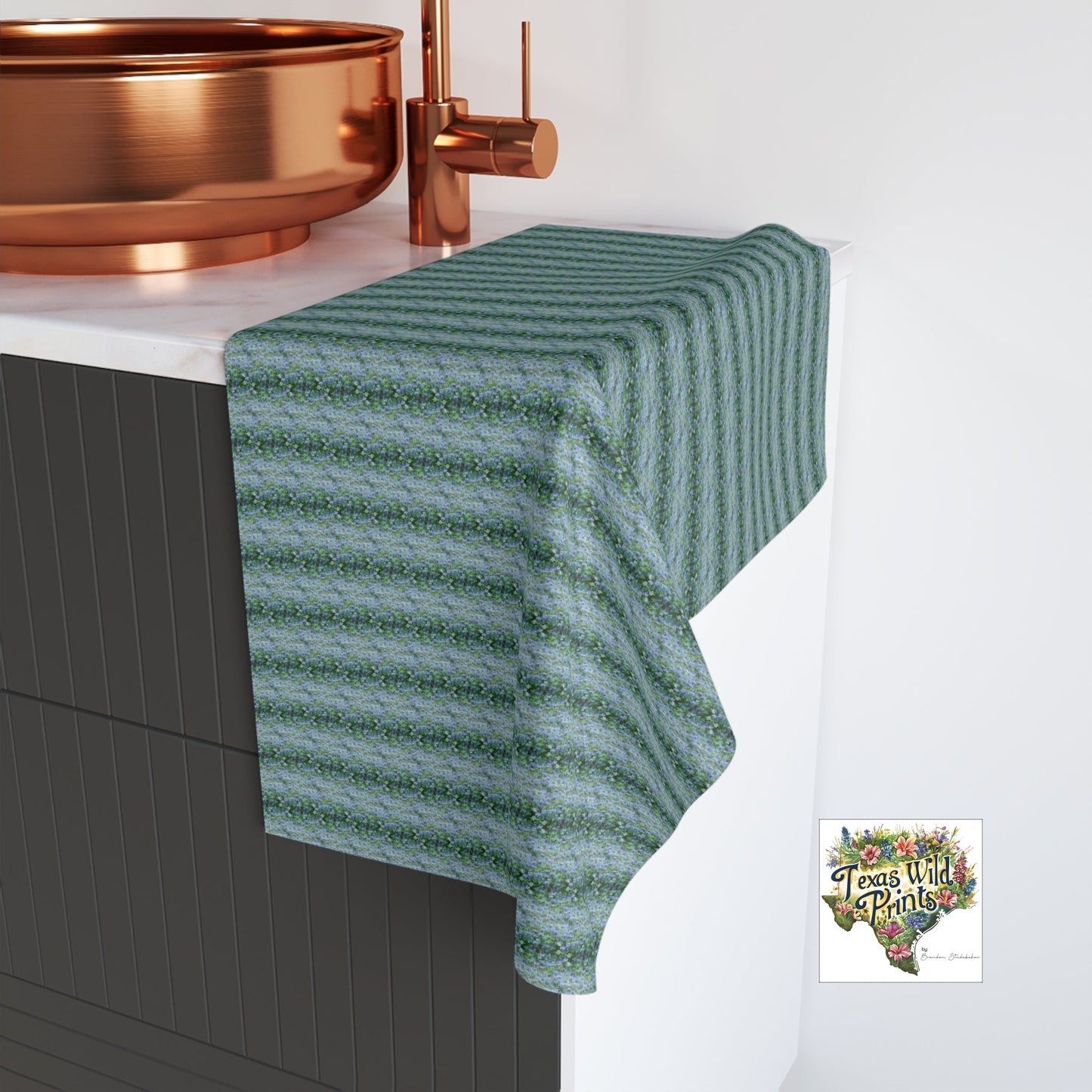 Rustic Blue Mistflower Pattern Hand Towel Floral Bathroom Decor 16x28 Texas Wildflowers Farmhouse Country Style French Country Home Accent