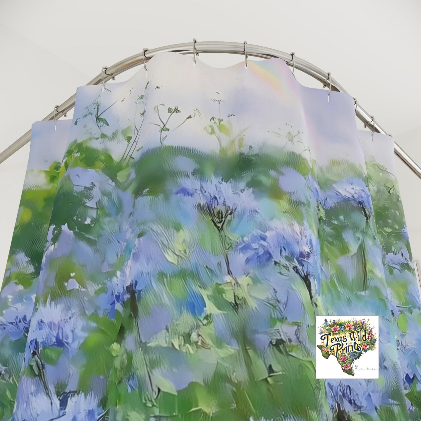 Blue Mistflower Shower Curtain Rainbow Floral Meadow Print 71x74 Inch Farmhouse Bathroom Decor Birthday Gifts for Women Texas Wildflower Art