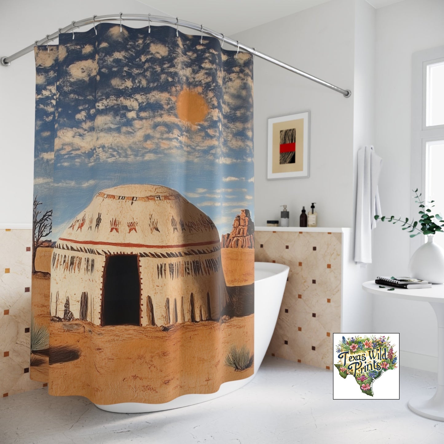 Southwestern Dome Hogan Home Art Landscape Scene 71x74 Inch Tribal Inspired Design Meaningful Spiritual Gift Rustic Home Decor