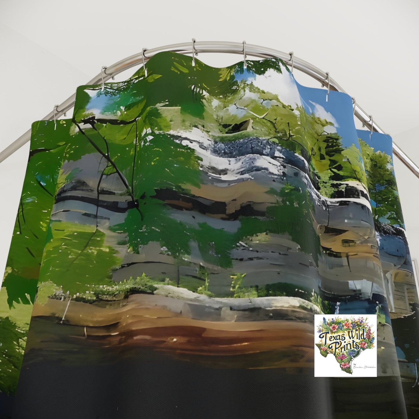 Tranquil Hamilton Pool Shower Curtain Texas Oasis Landscape Bathroom Art Natural Swimming Hole Decor Gift Idea for Nature Lovers Serene Scene