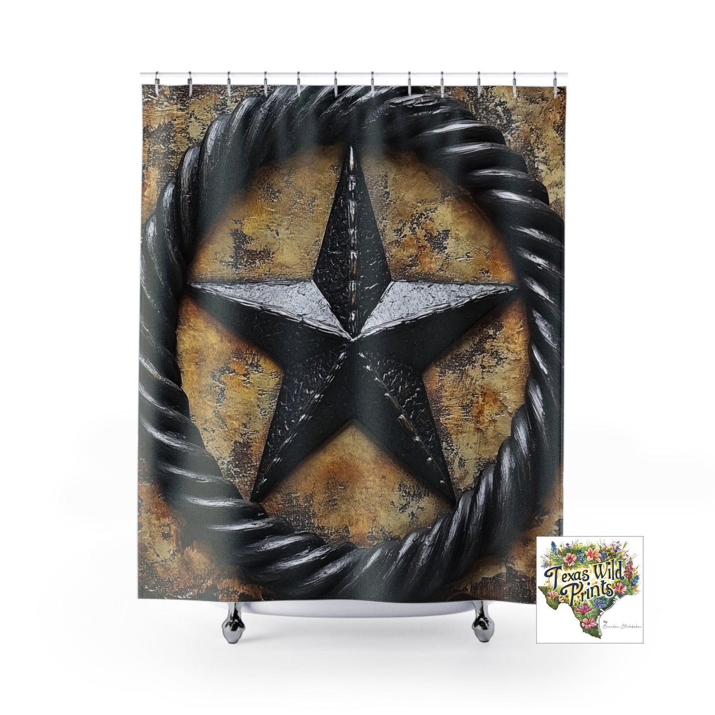 Crocodile Embossed Lone Star Shower Curtain Gunmetal Texas Pride 71x74 Vintage Rustic Southwestern Bathroom Accent Southern Country Decor