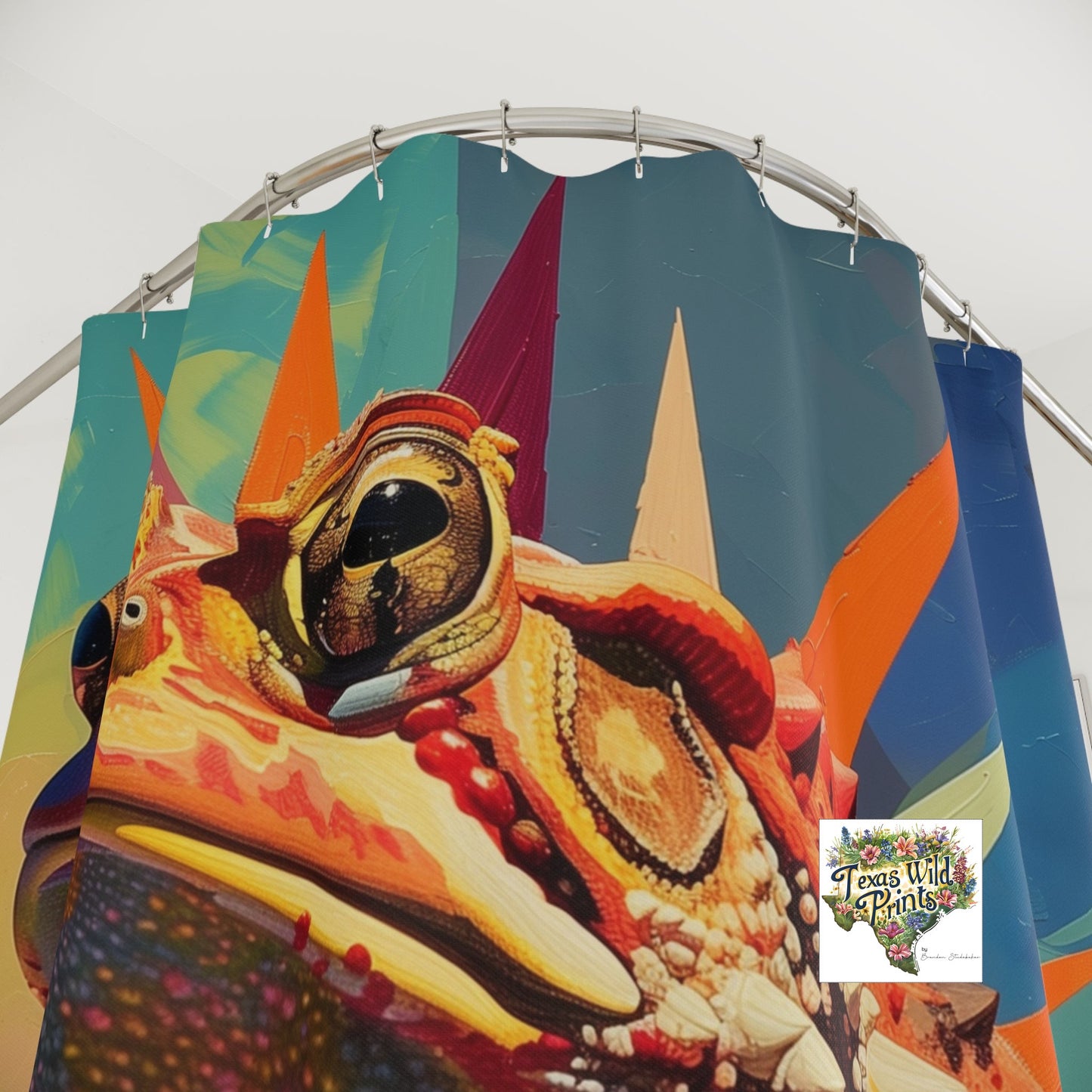 Geometric Texas Horned Toad Lizard Shower Curtain Pop Art Style 71x74 Inch Southwestern Desert Decor Reptile Design Special Gift for Him