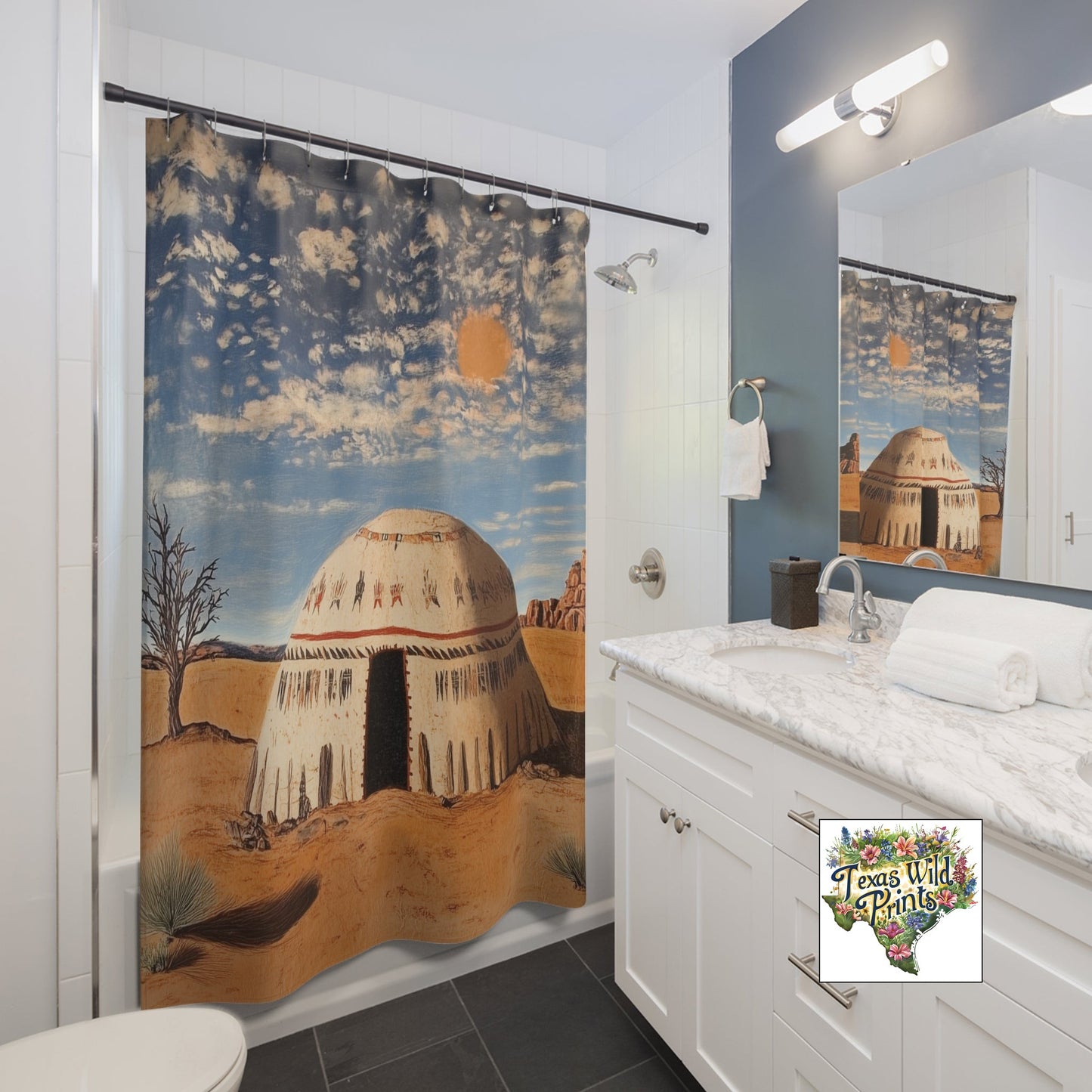 Southwestern Dome Hogan Home Art Landscape Scene 71x74 Inch Tribal Inspired Design Meaningful Spiritual Gift Rustic Home Decor