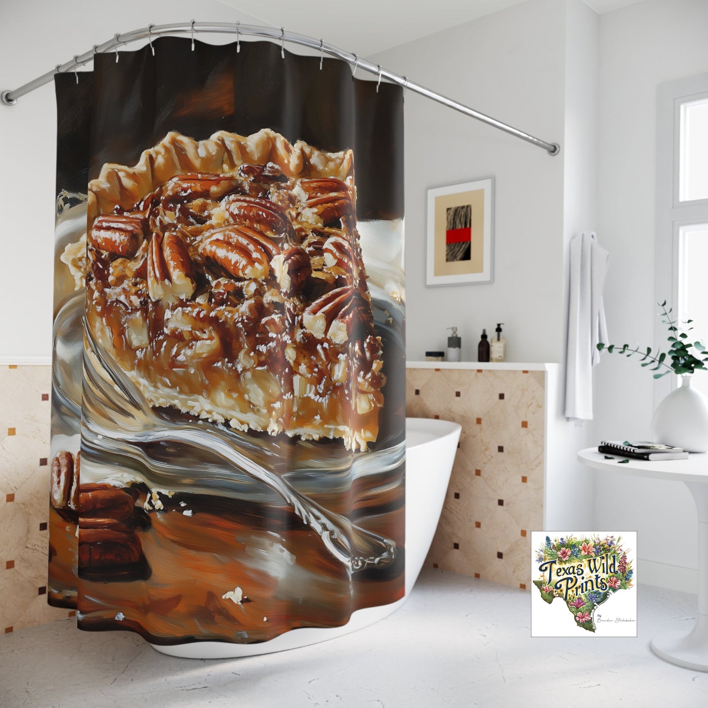 Cortina de ducha festiva con diseño de pastel de nueces | Decoración navideña con temática gastronómica | 74” x 71”