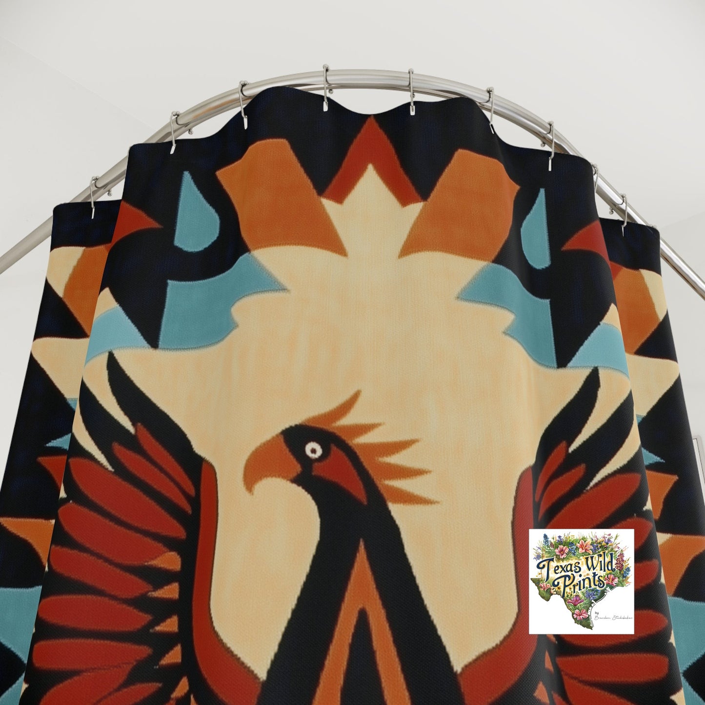 Phoenix Shower Curtain Southwestern Tribal Mythical Bird Design 71x74 Inch Desert Home Decor Hope Gift Inspirational Bathroom Art