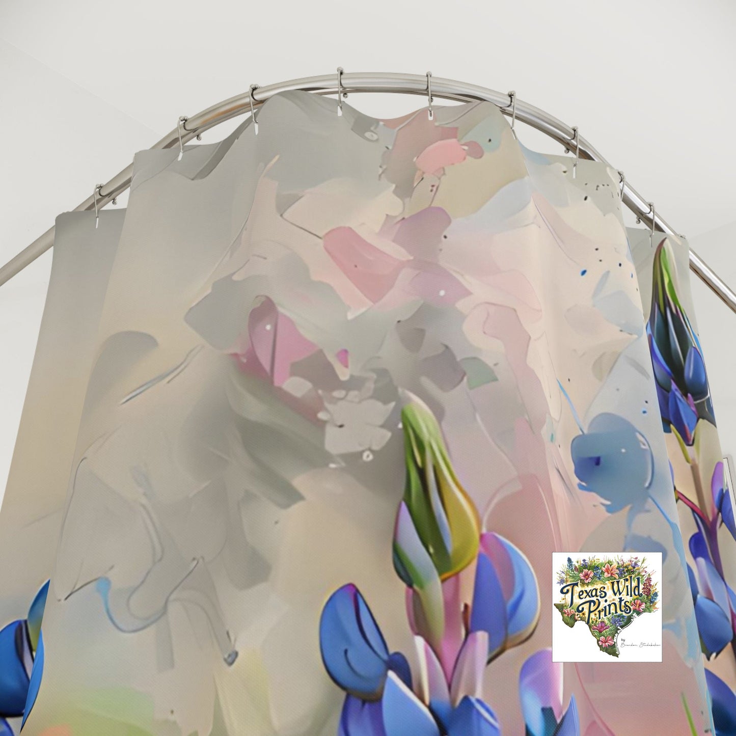 Texas Bluebonnet Floral Shower Curtain Premium 71x74 Wildflower Art Bluebonnet Field Home Decor Springtime Bathroom Accent Texas Pride Gift