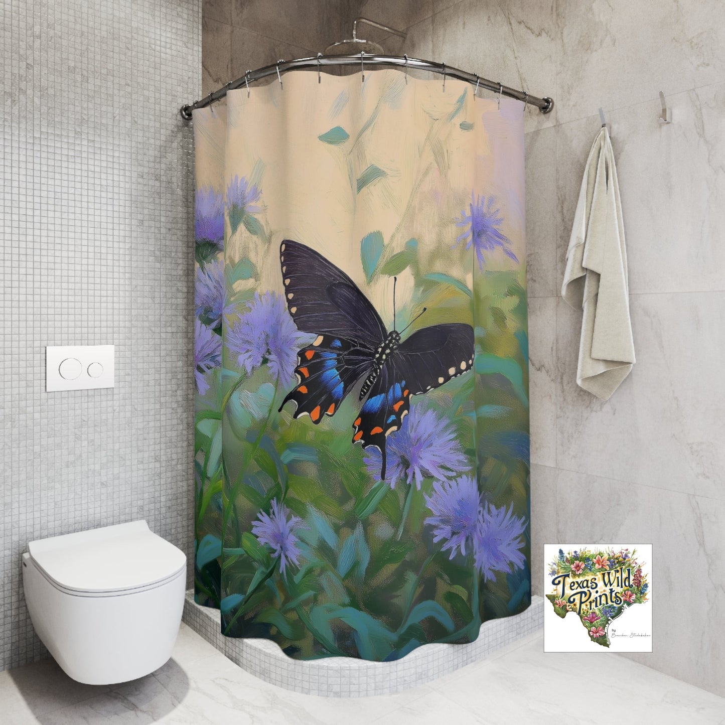 Elegant Pipevine Butterfly Shower Curtain Unique Nature Lover Gift 71x74 Inch Insect Themed Bathroom Decor Artistic Style