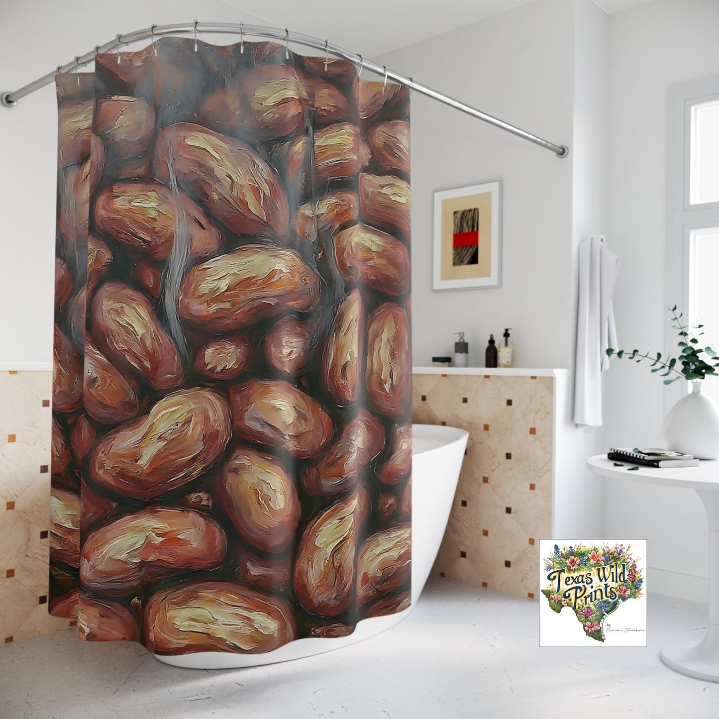 Hot Pinto Beans Shower Curtain Tex Mex Foodie Gift 71x74 Inch Southwest Home Decor Toilet Humor Decor Unique Housewarming Funny Bold Print