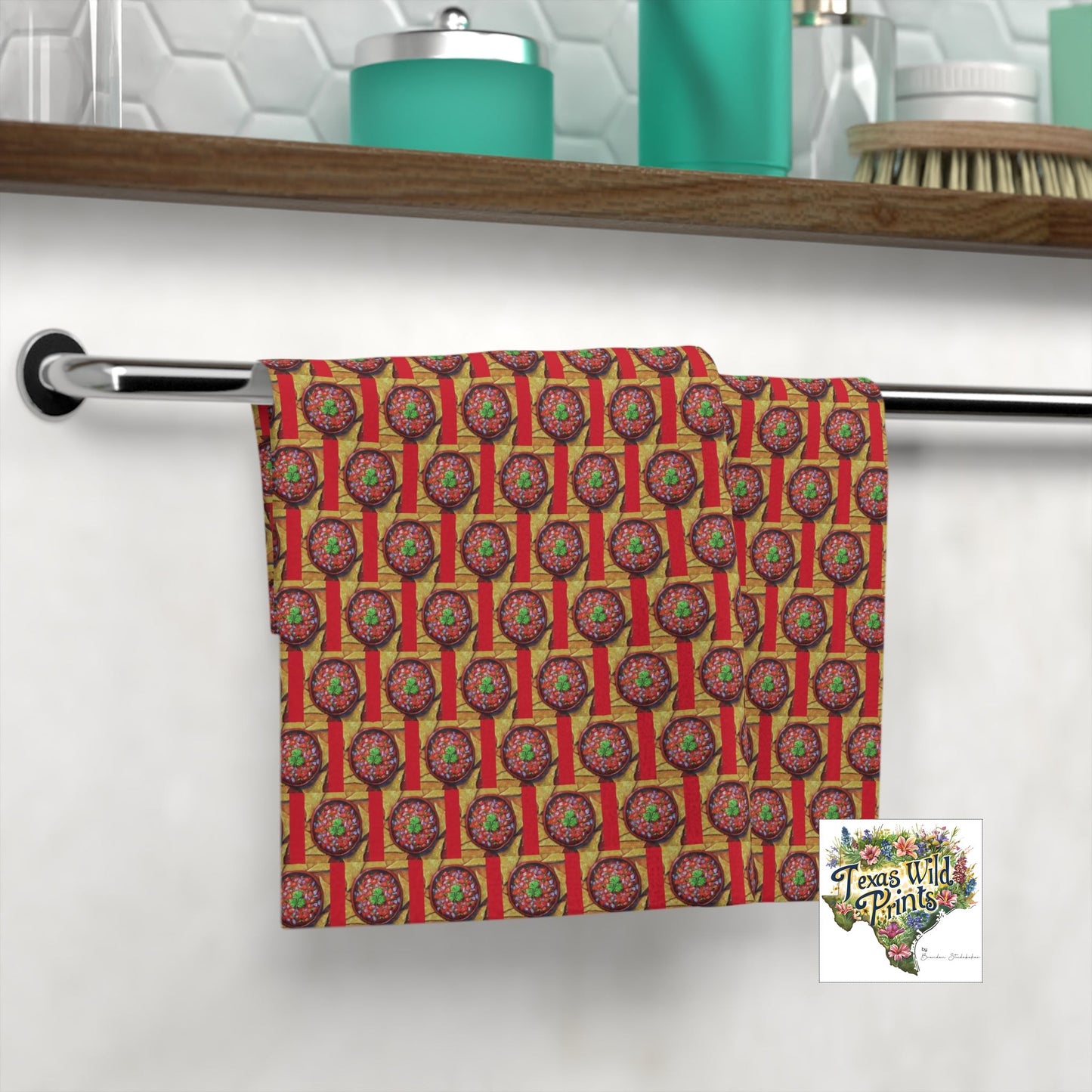 Novelty Salsa Chips Print Wash Cloth Small Food Pattern Towel Gift Taco Night Kitchen Bath Decor 13x13 Inch Fiesta Southwest Style Funky Quirky Present