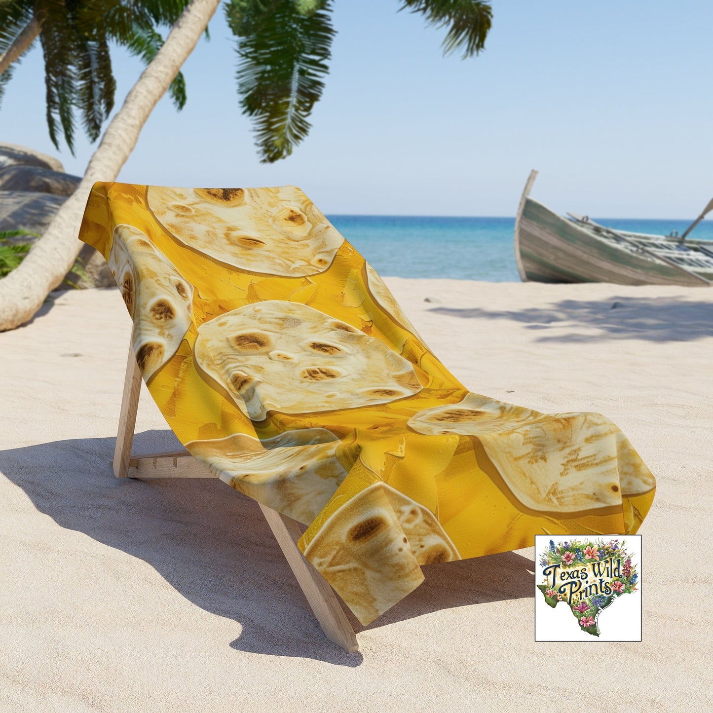 XL Flour Tortilla Print Beach Towel Funny Taco Lover Summer Present Quirky Gift Him Her Pool Party Host 71x74 Inch