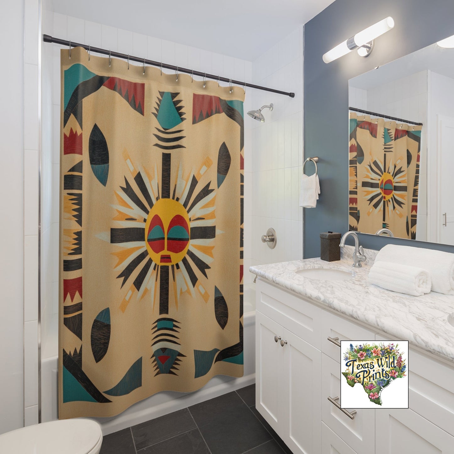 Authentic Southwestern Design Shower Curtain Ledger Paper Art 71x74 Inch Tribal Inspired Bathroom Decor Empowering Gift