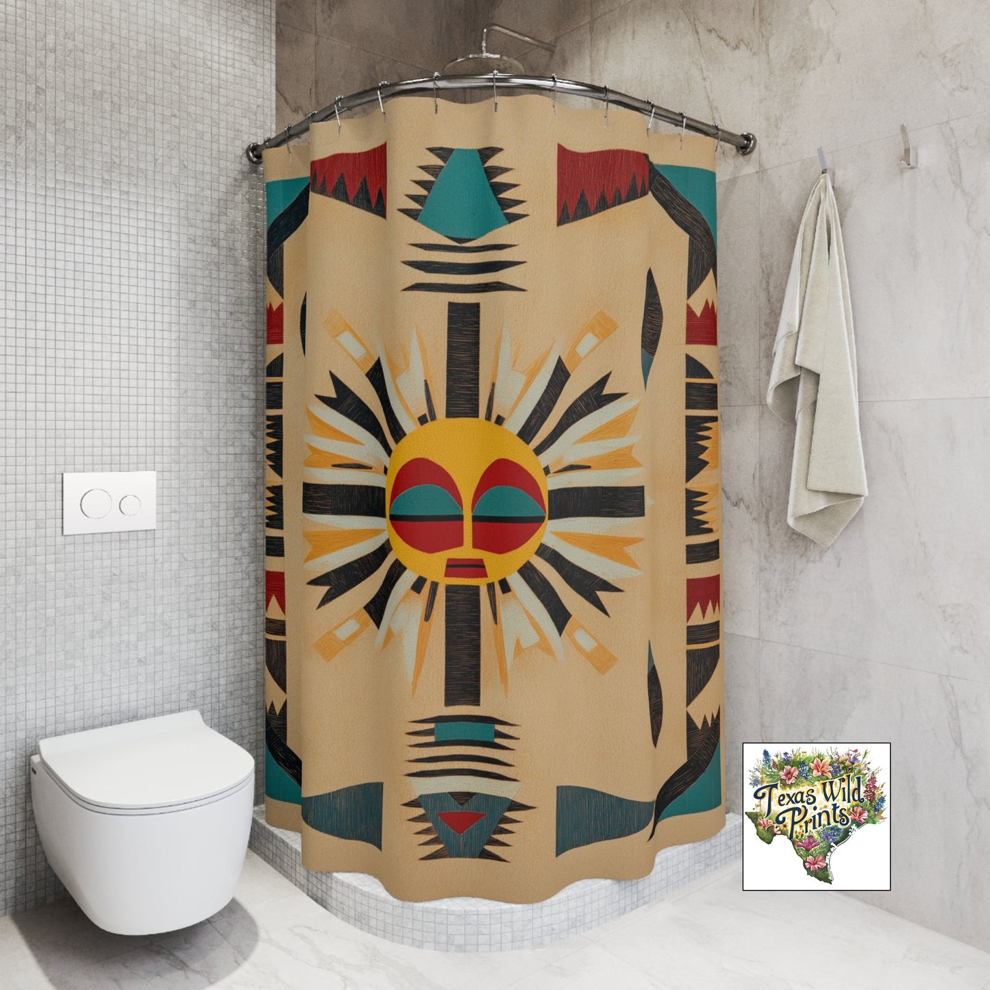 Authentic Southwestern Design Shower Curtain Ledger Paper Art 71x74 Inch Tribal Inspired Bathroom Decor Empowering Gift