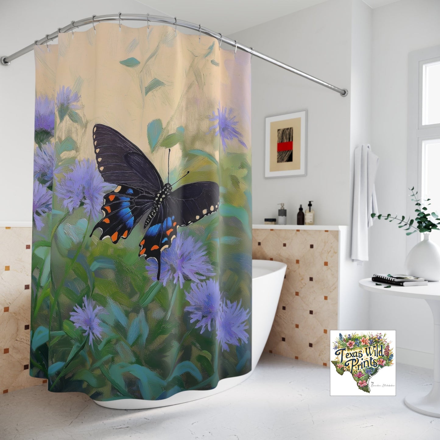 Elegant Pipevine Butterfly Shower Curtain Unique Nature Lover Gift 71x74 Inch Insect Themed Bathroom Decor Artistic Style