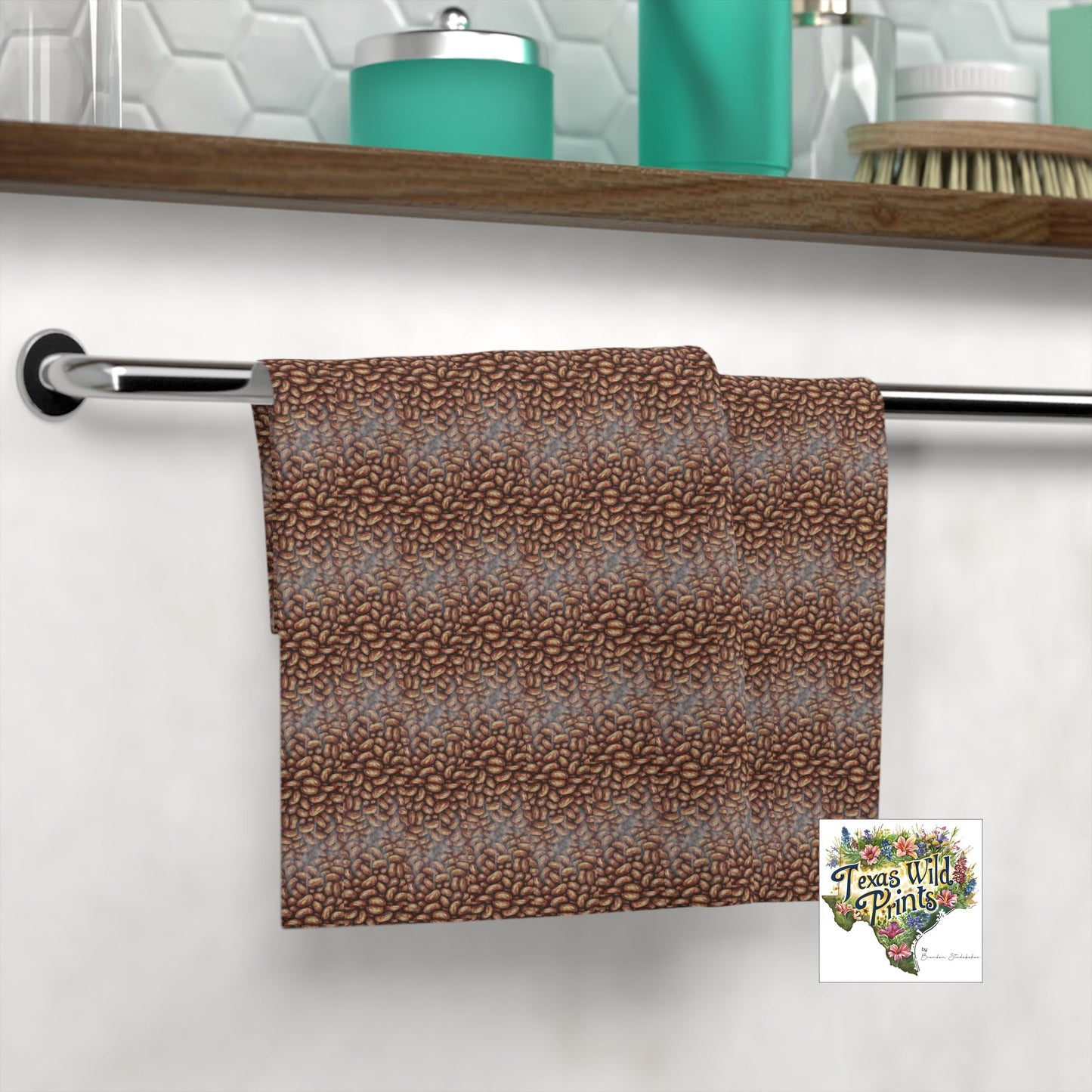 Unique Bean Art Towel Food Pattern Washcloth 13x13 Inch Rustic Kitchen Accent Southwestern Foodie Gift Hot Beans Bath Decor Novelty Home