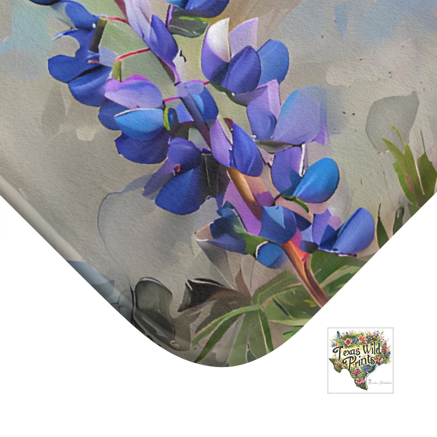 True Bluebonnet Texas Wildflower Print Bath Mat | Premium | Memory Foam Microfiber | Rustic Country Home Decor | 24”x17” or 34”x21” |