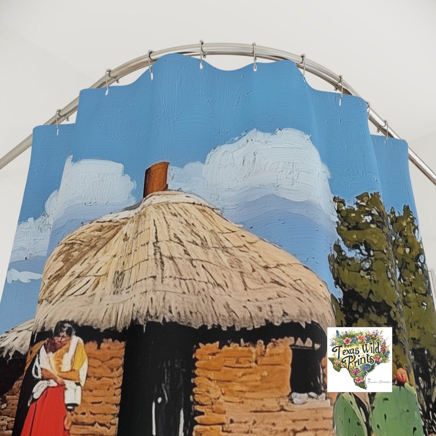 Spirit of the Southwest Desert Woman Hogan Landscape Shower Curtain 71x74 Inch Tribal Inspired Art Present for Mom