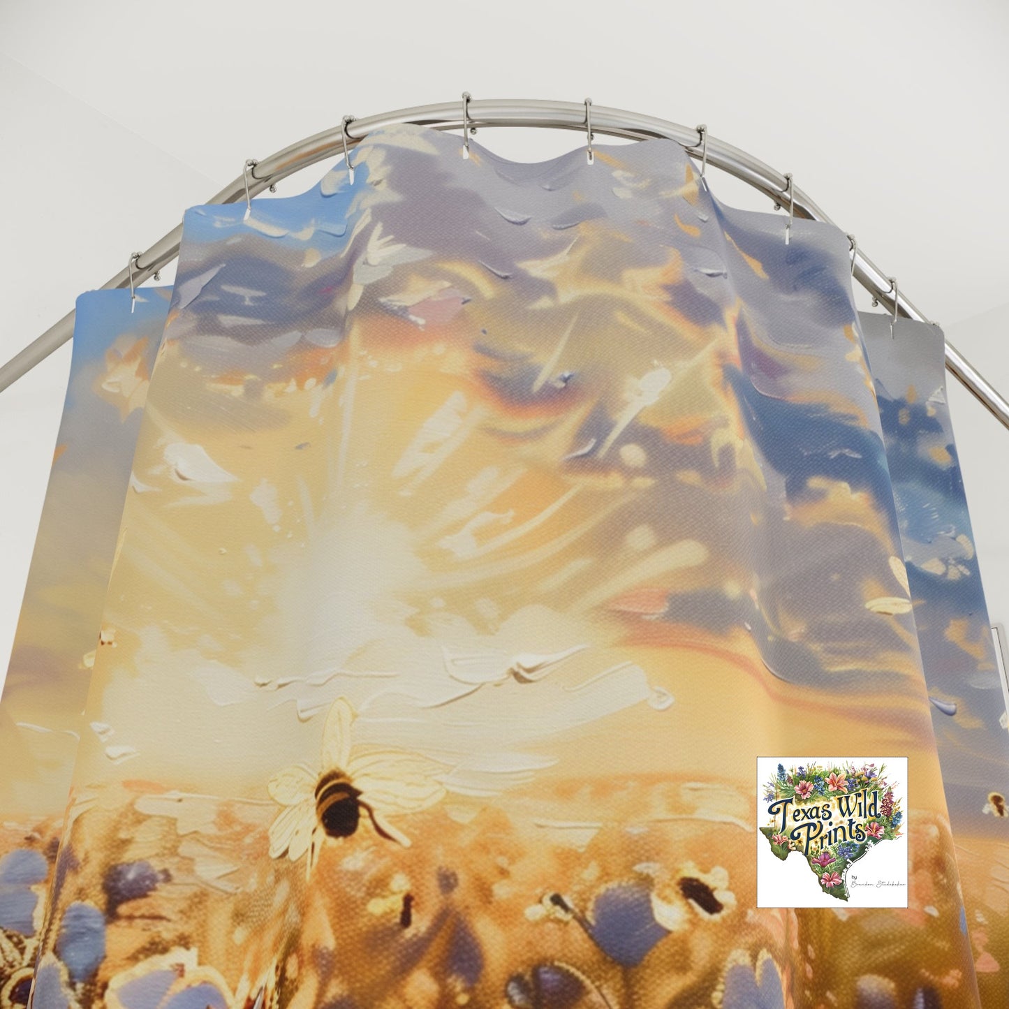 Rideau de douche en coton à motif de nectar et d'abeilles | Premium | 71x74