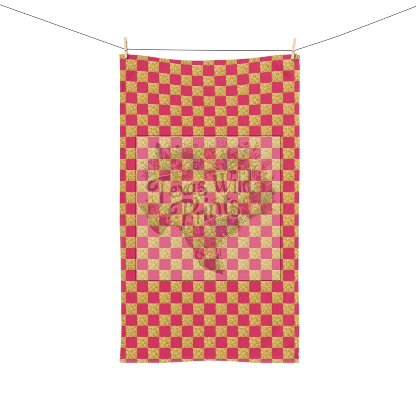 Tiny Toasted Tortilla Pattern Print Hand Towel | Gingham | 16”x28” Towel | Premium | Modern, Contemporary