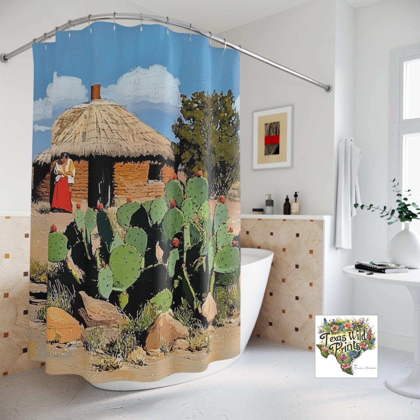 Spirit of the Southwest Desert Woman Hogan Landscape Shower Curtain 71x74 Inch Tribal Inspired Art Present for Mom