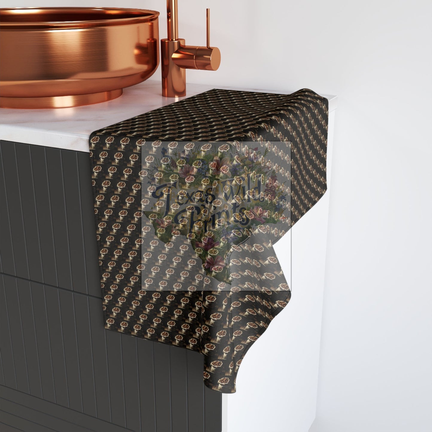 Pecans in Burlap Sack Pattern Print Hand Towel | Premium | 16”x28” Towel | Gift for Modern Art Lovers