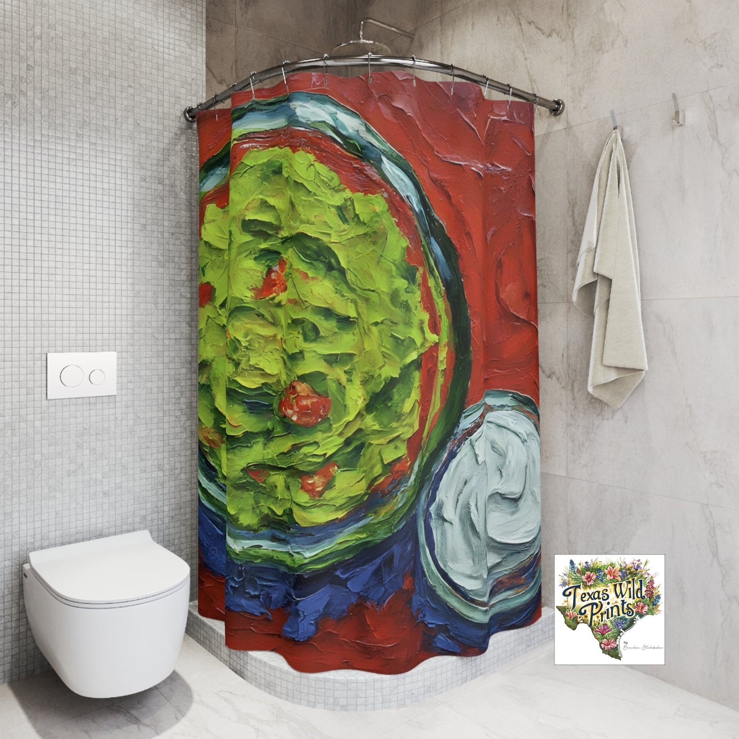 Festal Guacamole Sour Cream Shower Curtain Uncommon Southwestern Bath Decor 71x74 Inch Fabric Popular Gifts for Men Mexican Culture Art