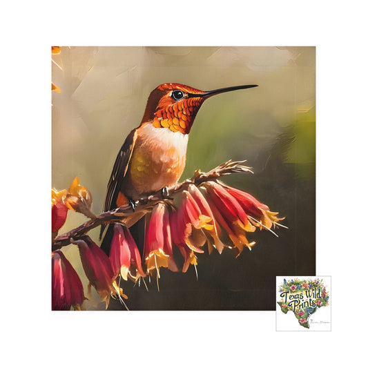 Cotton Decorative Towel Country Decor Rufous Hummingbird Face Cloth Red Yucca Floral Design Unique Contemporary Farmhouse Gift Artistic Home Accent