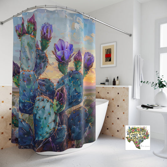 Dreamlike Prickly Pear Shower Curtain Purple Cactus Art 71x74 Inch Mystical Desert Decor Last Lights Kiss Print Modern Contemporary Bath Unique Home