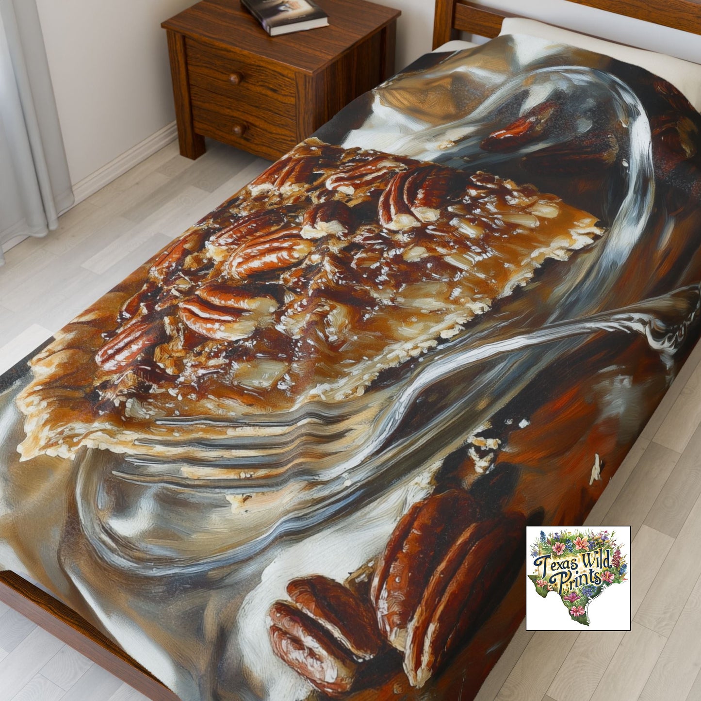 Cozy Pecan Pie Print Throw Blanket Southwest Art Print Plush Decor Gift Small Large Size Rustic Minimalist Holiday Accent