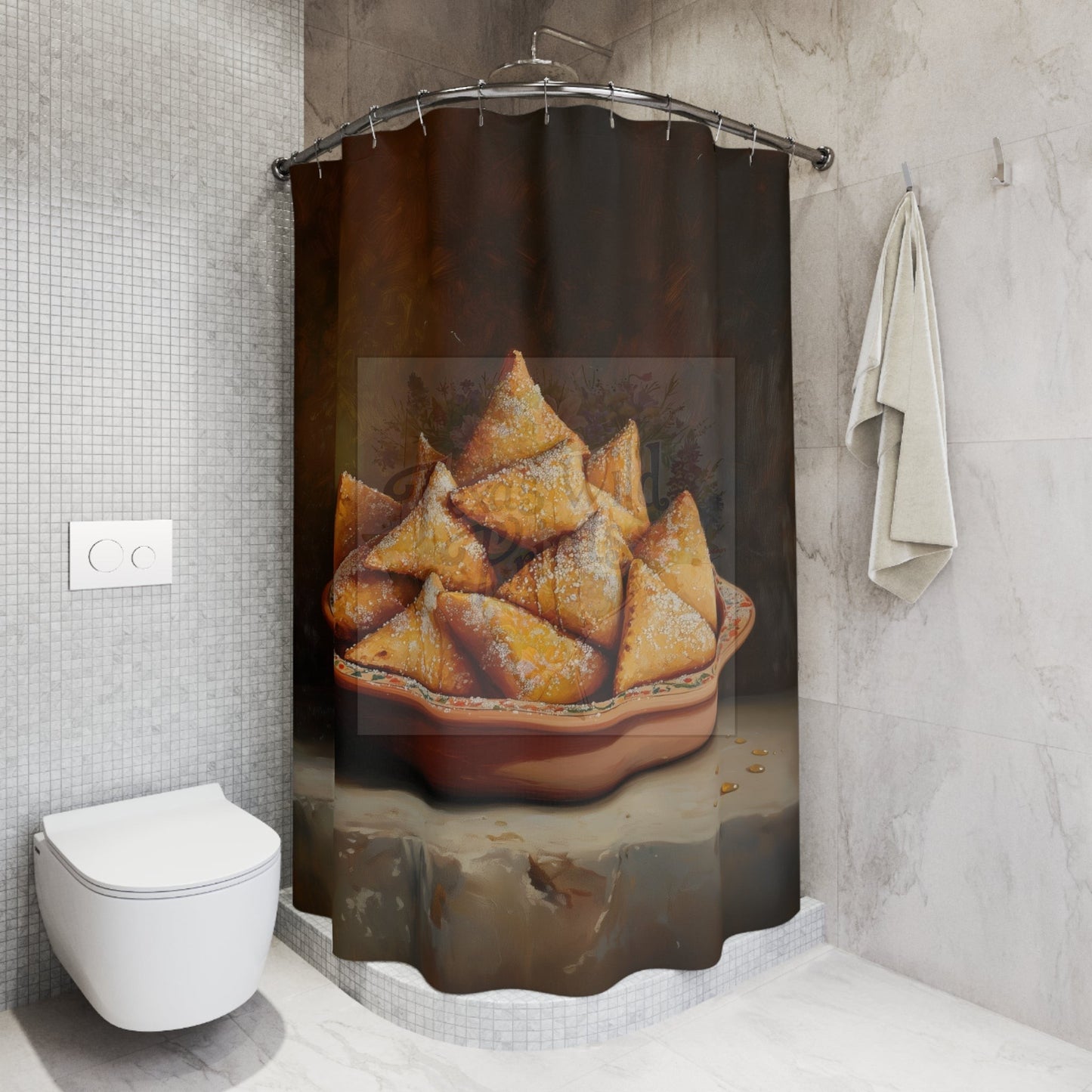 Cortina de ducha Sopapilla | Arte culinario | Regalo único | 74” x 71”