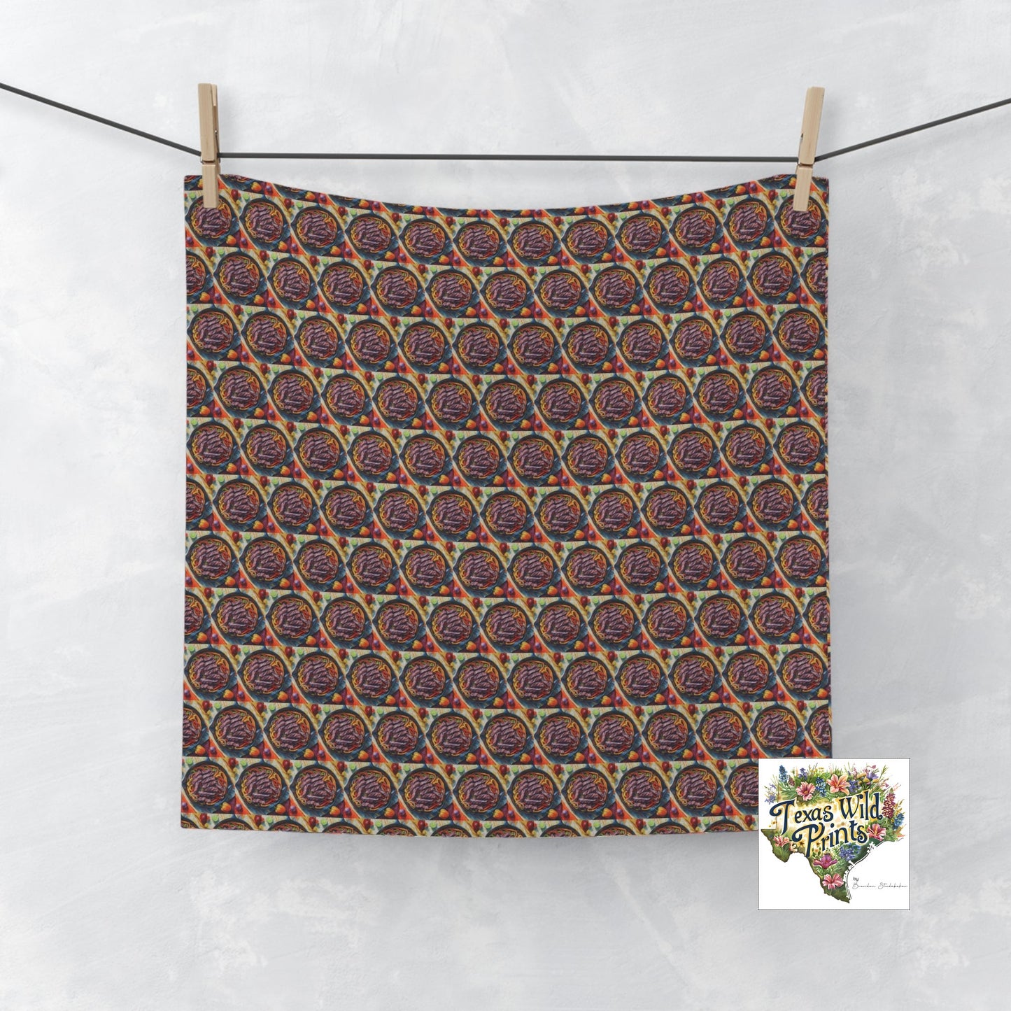 Sizzling Fajita Fiesta Washcloth Tex Mex Art Pattern 13x13 Inch Southwestern Decor Unique Kitchen Bath Decorative Towel Rustic American Design