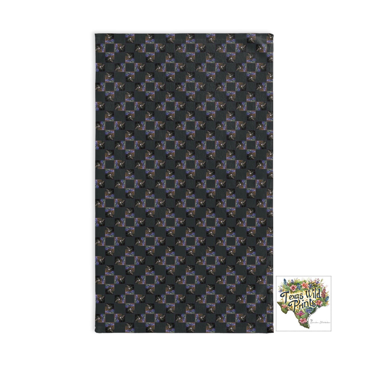 Joyful Hummingbird Blue Sage Flower Pattern Hand Towel Premium Soft Retro Home Decor Classic American Style Blue Green Bathroom Accent Whimsical Bird Floral Gift