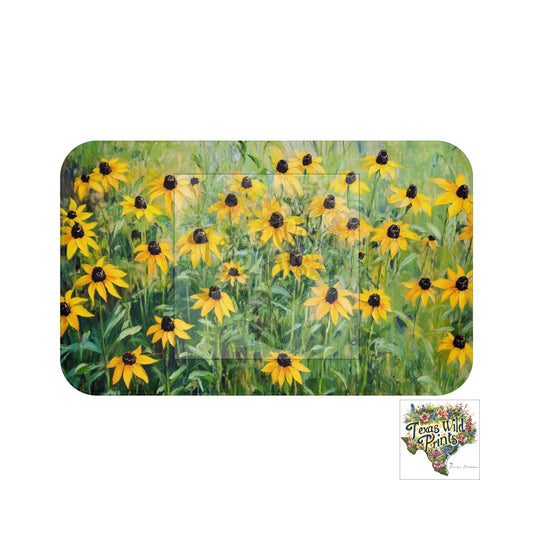 Blooming Black-eye Susan Texas Wildflower Bath Mat Floral Art Print Premium Memory Foam Soft Microfiber Bathroom Decor 24x17 34x21