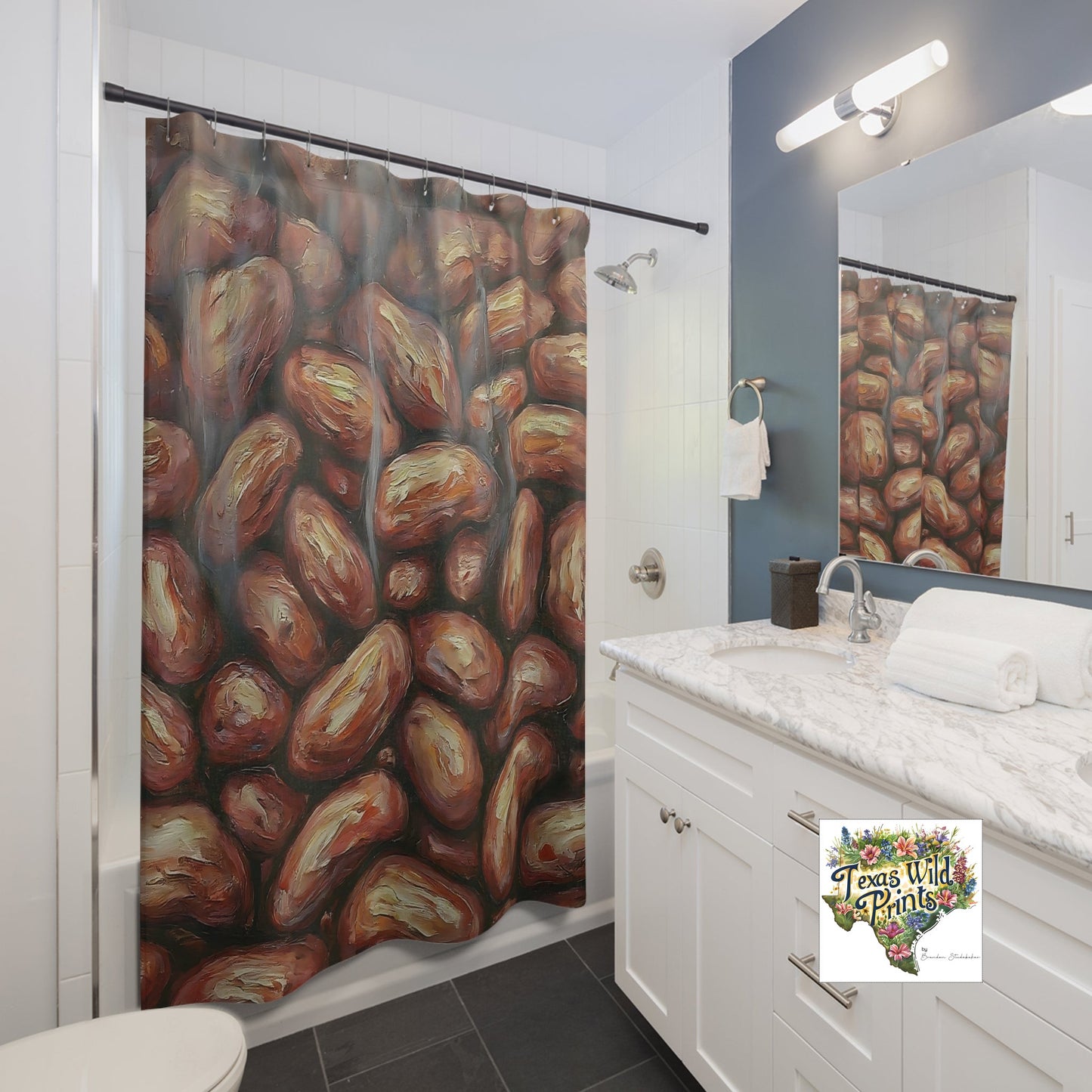 Hot Pinto Beans Shower Curtain Tex Mex Foodie Gift 71x74 Inch Southwest Home Decor Toilet Humor Decor Unique Housewarming Funny Bold Print