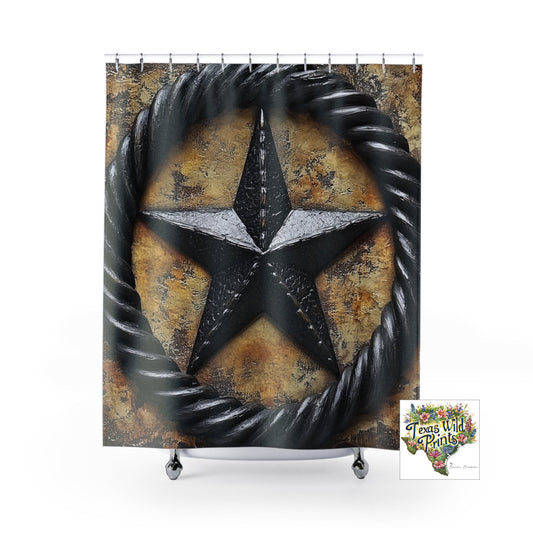 Crocodile Embossed Lone Star Shower Curtain Gunmetal Texas Pride 71x74 Vintage Rustic Southwestern Bathroom Accent Southern Country Decor