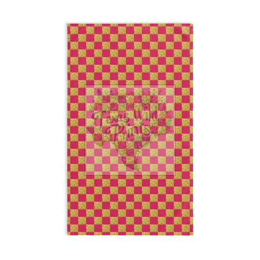 Tiny Toasted Tortilla Pattern Print Hand Towel | Gingham | 16”x28” Towel | Premium | Modern, Contemporary