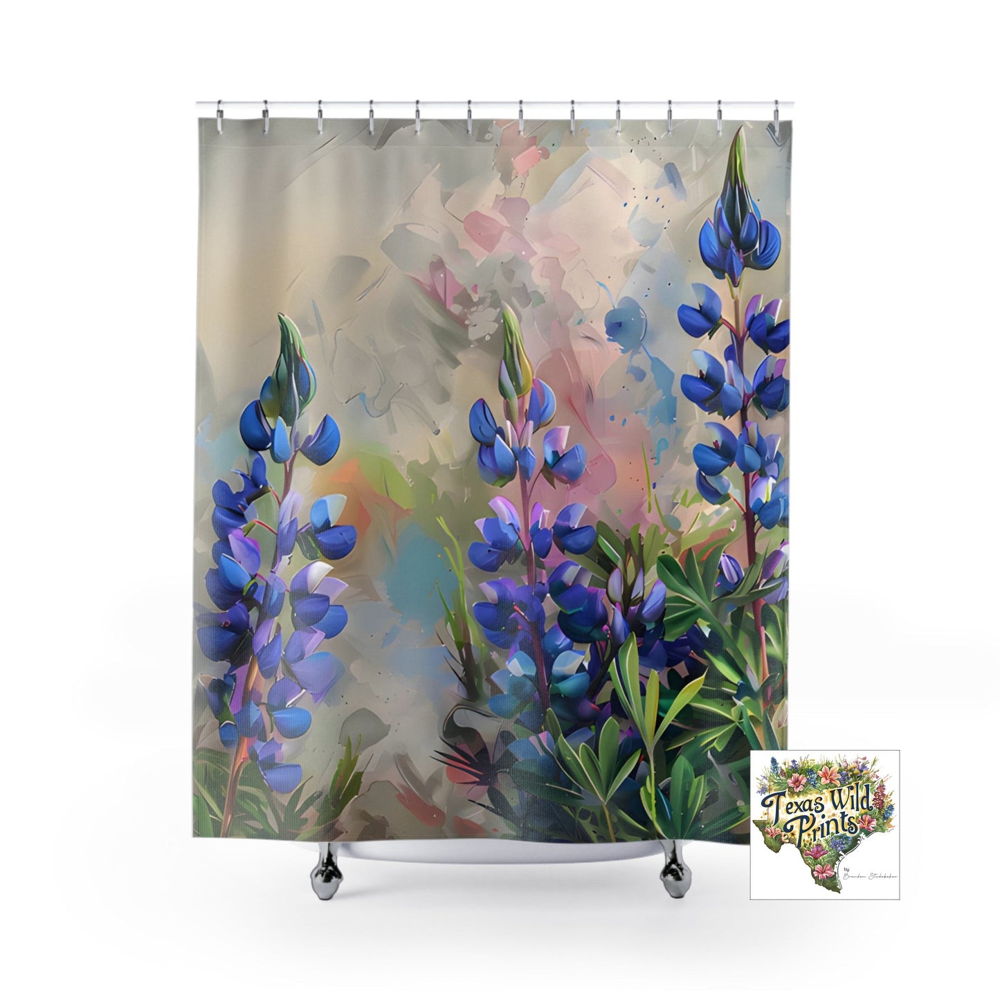 Texas Bluebonnet Floral Shower Curtain Premium 71x74 Wildflower Art Bluebonnet Field Home Decor Springtime Bathroom Accent Texas Pride Gift