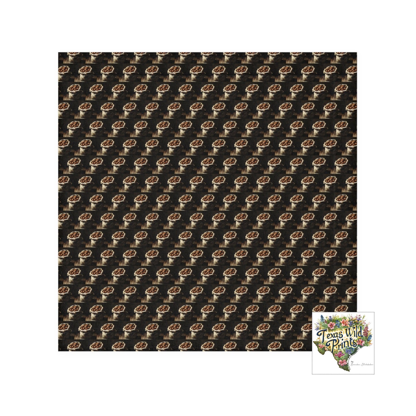 Detailed Pecan Pattern Face Towel Burlap Sack Design 13x13 Rustic Modern Kitchen Original Art Towel Pecan Lover Gift Contemporary Farmhouse Style Unique American Present