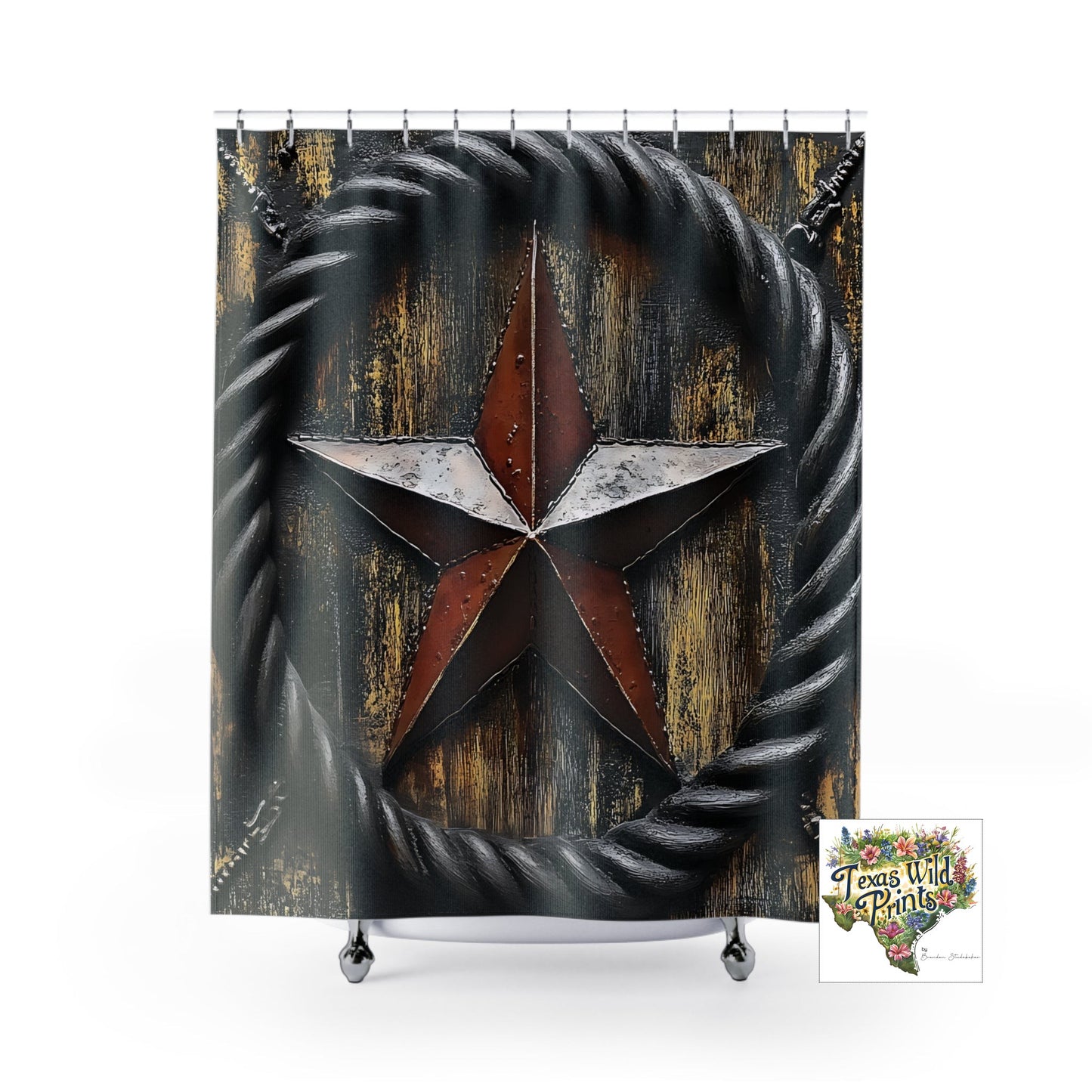 Bold Red Lone Star Shower Curtain Premium Rustic Farmhouse Bath Decor Gift Texas Western Style 71x74 Inch Patriotic Southwest Home Accent