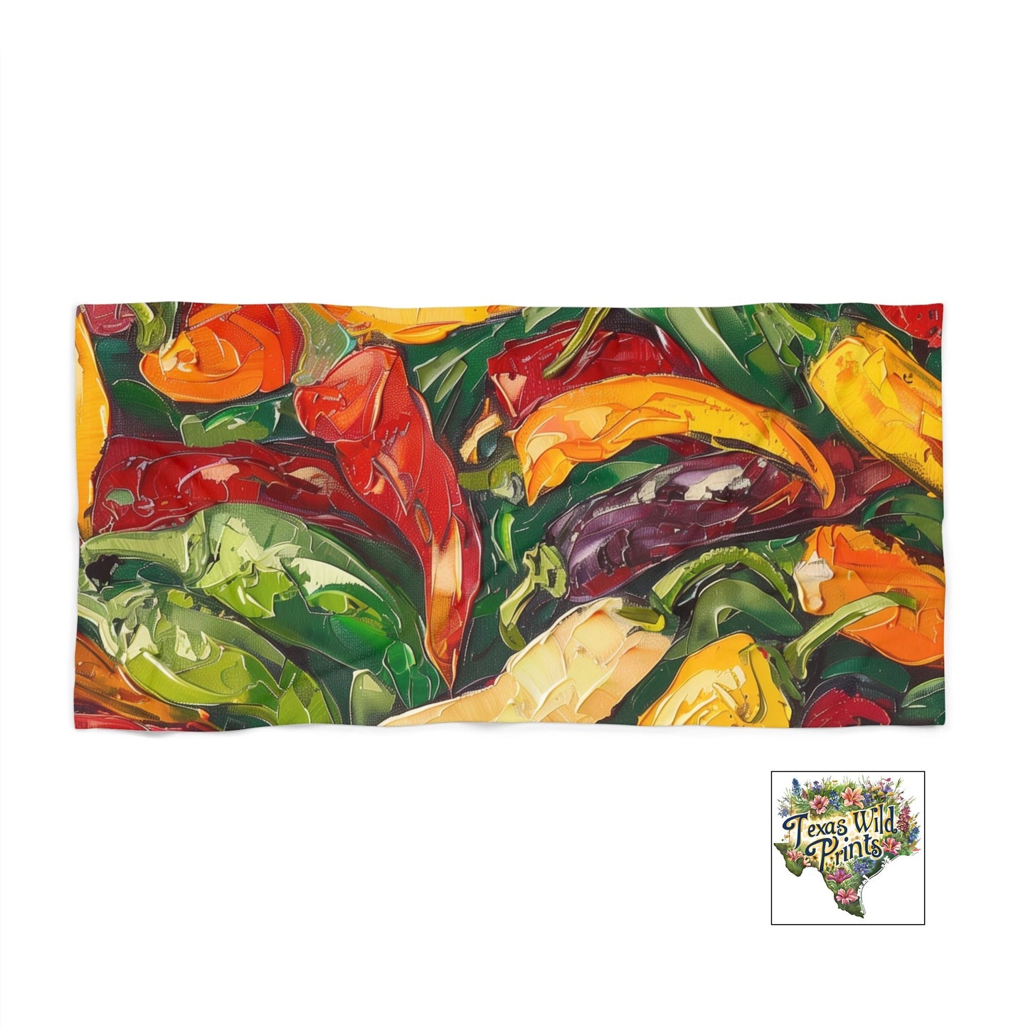 Vibrant Jalapeño Pepper Beach Towel XL Colorful Chili Print Soft Plush Pool Towel Texas Summer Fun