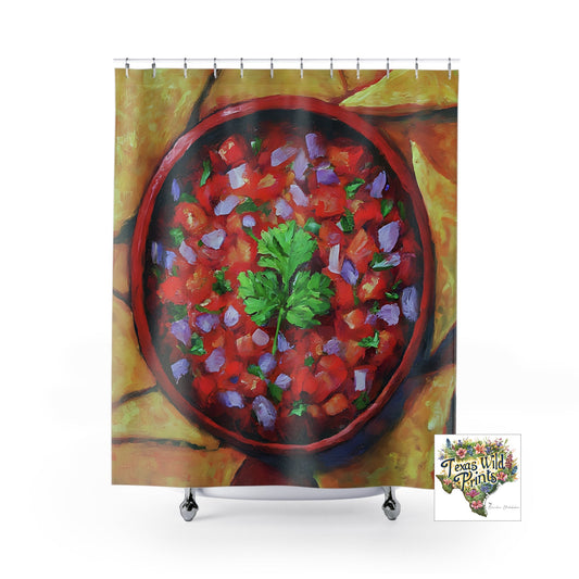 Multicultural Home Decor Shower Curtain Colorful Tex Mex Bathroom Accent Southwest Design Cool Gift for Dad Food Art Fiesta Kitchen Spicy Guacamole Salsa Lover Gift