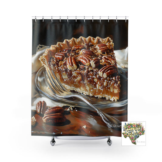 Rideau de douche festif à tarte aux pacanes | Décoration de fêtes sur le thème de la nourriture | 74"x71"