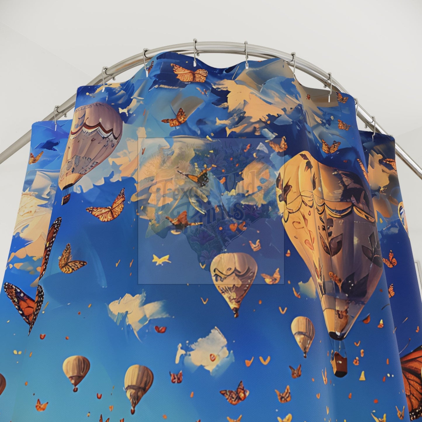 Whimsical Hot Air Balloons & Daytime Butterflies | Premium | 71”x74” | Boho Chic Home Decor