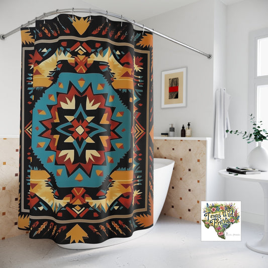 Desert Tribal Inspired Shower Curtain Ledger Paper Art 71x74 Inch Arid Home Decor Unique Artistic Gift Western Bath Accent Rustic Southwest Style