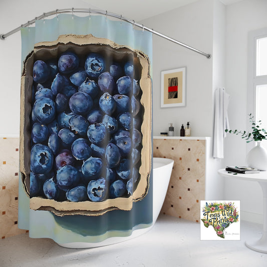 Rideau de douche à imprimé de fruits myrtilles | Inspiré de la nature | Décoration de salle de bain | 74"x71"