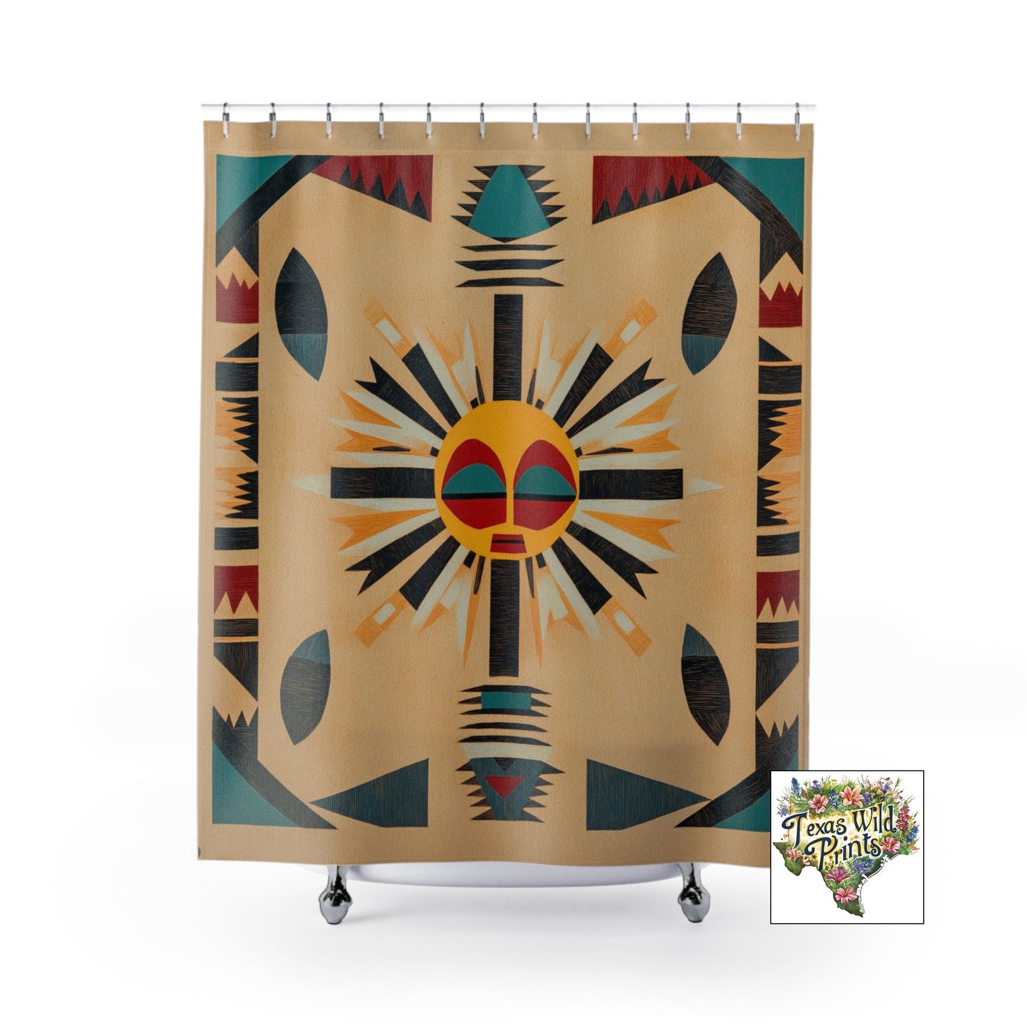 Authentic Southwestern Design Shower Curtain Ledger Paper Art 71x74 Inch Tribal Inspired Bathroom Decor Empowering Gift