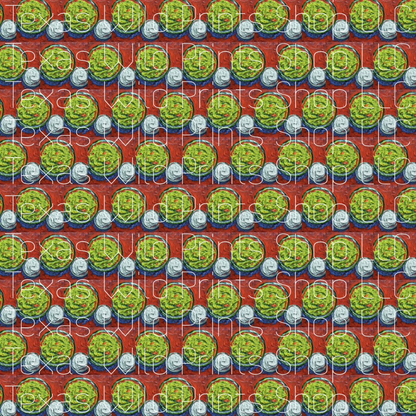 Guac and Sour Cream Dip Pattern Print Hand Towel | Premium | 16”x28” Towel | Food Themed, Southwestern